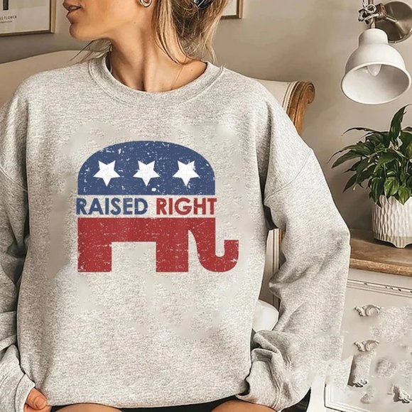 Raised Right Republican Elephant Pro America Conservative Republican shirt - Picture 1 of 2